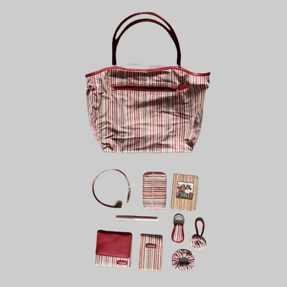 Longaberger Tote Bag Set, "Market Stripe" pattern, 11 x 17 in Wallet Hairpiece